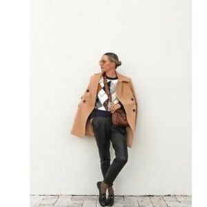 Halogen Atlantic-Pacific Double Breasted Wool Coat Camel Tan Classic Warm